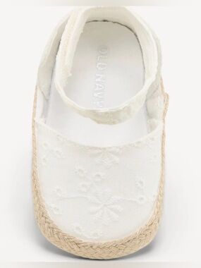 🤍 12~18 Mth White Eyelet Embroidered Espadrille Mary Jane with Jute Trim NWT